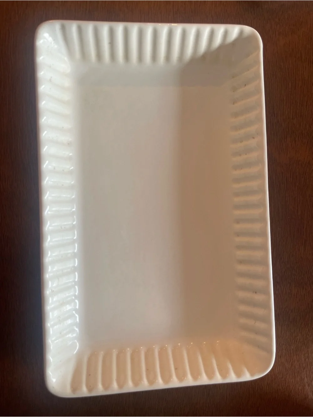 Longaberger Pottery Woven Traditions Ivory Rectangular Serving Tray 8.5